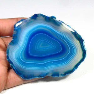 Blue Slice Geode Cabochon 79x63 mm 255 Cts Natural Agate Smooth Gemstone BS-1137 - Picture 1 of 4