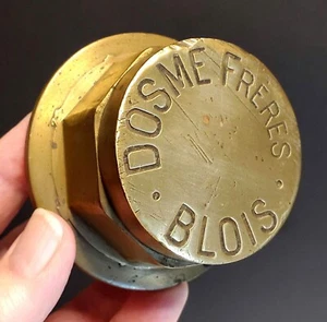 Original DOSME FRERES Brass Screw-on Carriage Hubcap 1800s Blois France RARE - Picture 1 of 8