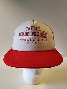 Vtg Taylor Redi-Mix Vandalia  Greenville  & St. Elmo Mesh Back Snapback Hat Cap - Picture 1 of 11