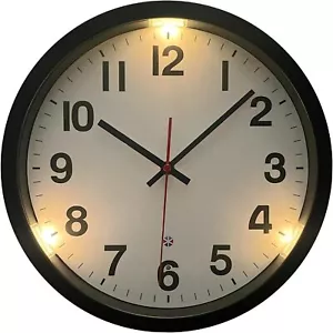 Lighted Up Wall Clocks, 12 Inch Night Light Glow in The Dark Silent Wall - Picture 1 of 8