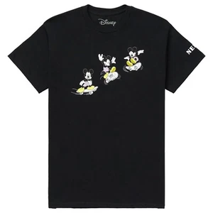 Neff X Disney Men's Mickey Mouse Skateboarding Landed It Tee T-Shirt in Black - Picture 1 of 5