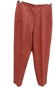 Tommy Bahama 100% Silk Women's Capris Cropped Pants Sz 4 Red/Brown Pockets Pleat - Picture 1 of 8