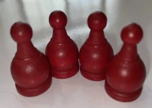 VTG Milton Bradley 1999 Deluxe Parcheesi Red Wooden Pawns Replacement Part Piece - Picture 1 of 3