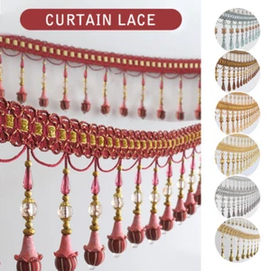 Nappa frange bordo cristallo perline nastro tenda da cucire pizzo decorazione casa al metro - Foto 1 di 24