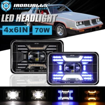 Par de faros LED de alta/baja señal de giro DRL de 4X6" para Oldsmobile Delta 88 76-86 Foto 1 de 4