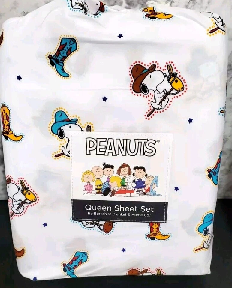 PEANUTS Snoopy Cowboy 3 Piece TwinSheet Set By Berkshire White Western