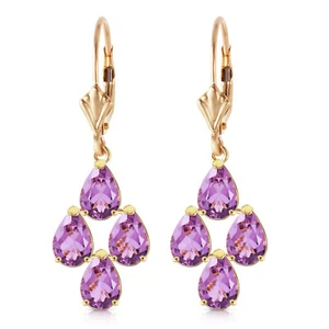 Natürliche Amethyst Ohrringe mit oval geschliffenen Edelsteinen 3 TCW - 14k Weiß- & Gelbgold - Bild 1 von 9