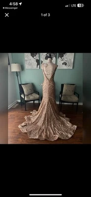 Jovani выпускного вечера официальное платье, золото полная длина, 14 блестками, официальный - Изображение 1 из 3