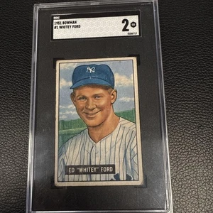 1951 Bowman #1 Whitey Ford SGC 2 - Picture 1 of 4