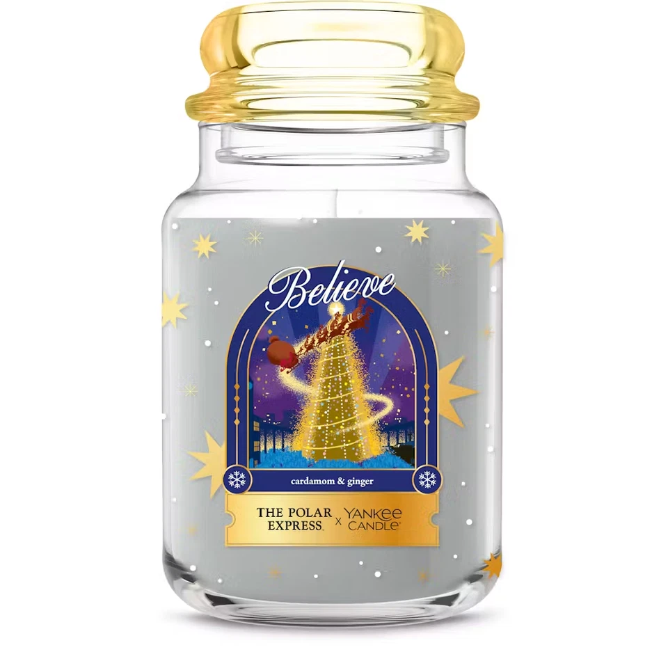 YANKEE CANDLE Believe 22oz Jarro Vela Coleção Polar Express NOVO - Imagem 1 de 3