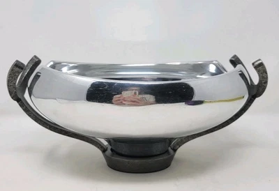 Nambe овальная наковальня сервировочная чаша на подставке MT0438 полированный сплав серебро 12 дюймов x 8 дюймов - Изображение 1 из 4