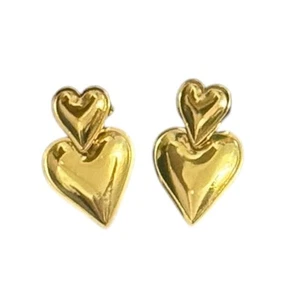 Charming Double Heart Stainless Steel Earrings for Women - Picture 1 of 5