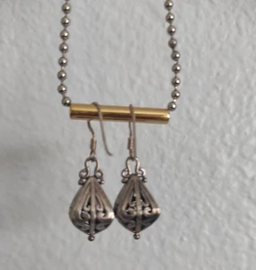 VINTAGE STERLINGSILBER VERZIERTE CUT-OUT-OHRHÄNGER 1,5 ZOLL LANG 925 - Bild 1 von 10