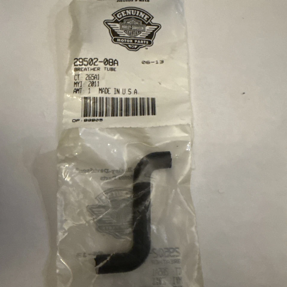 Harley-Davidson OEM Breather Tube 29502-08A Twin Cam Touring Softail Dyna Foto 1 de 3