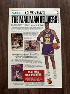 1993 Fleer Trading Card Times Basketball Print Ad Karl Malone Utah Jazz 90s Pop - Picture 1 of 2