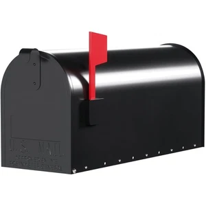 Stylish Post Mount Mailbox in Black with Durable Galvanized Steel & Secure Latch - Picture 1 of 10