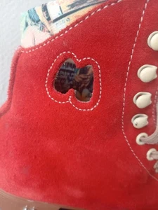 Lightly Used Moxi Lolly Poppy Red Suede Quad Rollerskates UK size 4 VGC - Picture 1 of 10