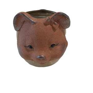 Vintage UCTCI 3D Pottery Mug, Girl Bunny Rabbit with Bow, Coffee Cup 3.5" Tall - Picture 1 of 10