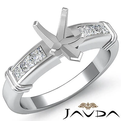 Diamond Engagement Channel Setting Ring Pear Semi Mount 14k White Gold 0.4Ct - Image 1 of 3