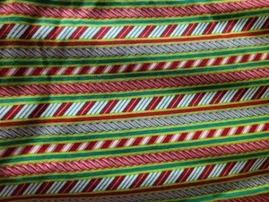 Cotton Knit Fabric. Red, White & Green Stripes. Pre-Cut at 1yd 34" - Picture 1 of 1