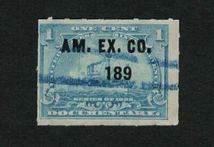 US Revenue 1898 R163 Battleship Documentary Tax Stamp 1c (AM EX CO 189) Used F - Picture 1 of 2