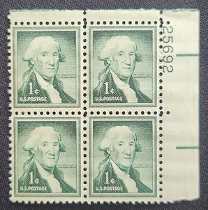 US Scott 1031 - George Washington - MNH - 1954 Issue - Plate Block of 4 - Picture 1 of 1
