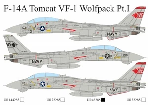 Calcomanías UpRise UR48285 - CALCOMANÍA F-14A Tomcat VF-1 Wolfpack Pt.1 1/48 - Imagen 1 de 7