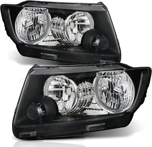 FOR 2011-2013 Jeep Grand Cherokee Black Housing Headlights Headlamps Halogen - Picture 1 of 7