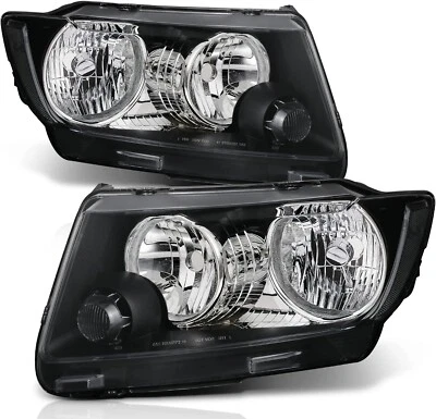 FOR 2011-2013 Jeep Grand Cherokee Black Housing Headlights Headlamps Halogen - Image 1 of 4