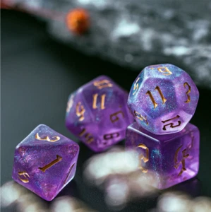 Light Purple Shimmer/ Transparent Shimmer Acrylic Polyhedral Dice / D&D Dice Set - Picture 1 of 6