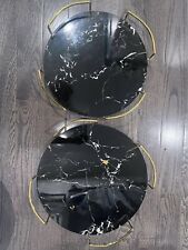 2 Ps Round Marble Serving Tray Black And Gold , Dessert Table , Appetizers