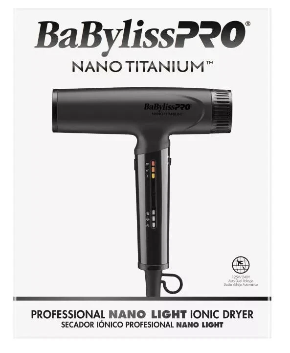BaBylissPRO Nano Titanio Negro Mate Luz Iónica Secador de Alta Velocidad | BNTC9200MB Foto 1 de 1