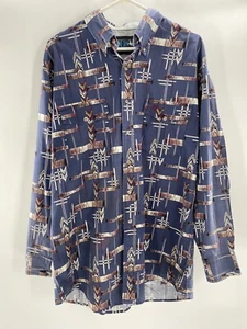 Vintage Lone Roo by Roper Size XL Western Button Shirt Rodeo Cowboy Aztec - Picture 1 of 3
