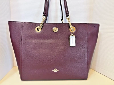 Bolso de hombro Coach TURNLOCK CADENA TOTE OXBLOOD de cuero NUEVO 56830 $350 Foto 1 de 4