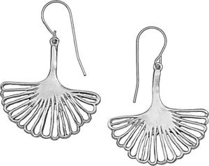 MERCEDES SHAFFER Ginkgo Leaf Earrings (Platinum Silver Plated, Medium MS1222AS - Picture 1 of 8