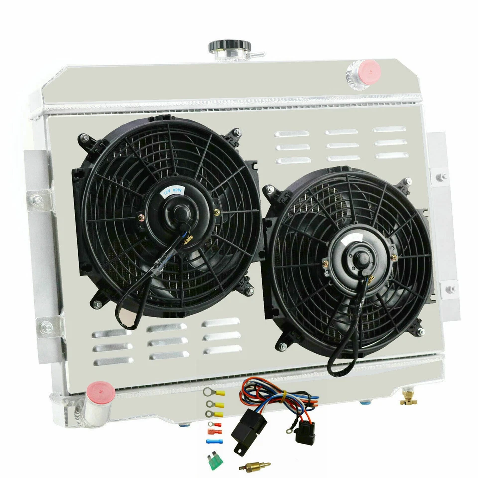 4 ROW ALUMINUM RADIATOR&SHROUD FAN RELAY FOR 72-86 73 JEEP CJ5,CJ6,CJ7 4.2L 5.0L Foto 1 de 4