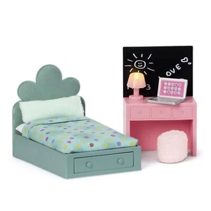 Lundby Dolls House Teen Bedroom Furniture Set Modern Bed & Desk - Picture 1 of 1