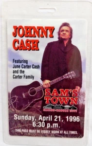 JOHNNY CASH & JUNE CARTER CASH 1996 Laminated Sam's Town KC Backstage Pass - Picture 1 of 6