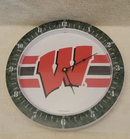 Wisconsin Badgers Clock Football Wall Mount W Souvenir Cover