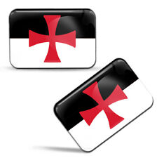 3D Gel Silicone Knights Templar Red Cross Flag Sticker Crusades Battle Emblem 