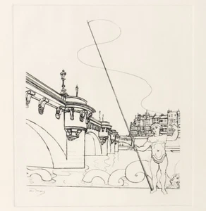 Grabado Andre Derain French Le Pont Neuf Paris Restrike 24 x 17-3/4 - Imagen 1 de 3
