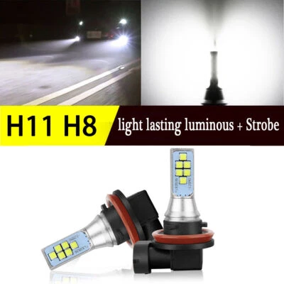 Par H8 H11 6000K Blanco Ronroneo 36W LED Flash Estroboscópico Luz Antiniebla Bombilla DRL Foto 1 de 4