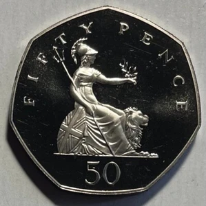 Great Britain 50 Pence 1985 - Britannia - 7-sided - Cameo Proof - Picture 1 of 5