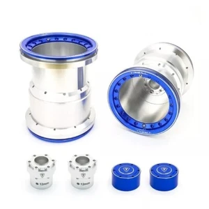 Treal Aluminum Clod SMT10 LMT 2.6" Beadlock Wheel Set of 4 - Sliver/Blue - Picture 1 of 2