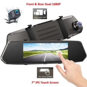 1080P Dash Camera 7" Front Rear Dual Cam Car DVR Tail Reversing Mirror Recorder - Picture 1 of 7