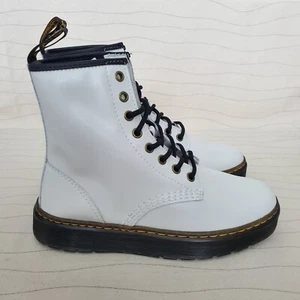 Dr Martens Womens Zavala T Lamper Combat Boots Leather White Size 7 NEW  - Picture 1 of 10