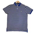 Ralph Lauren Polo Shirt Mens Large Blue/White  Striped Short Sleeve Pima Cotton