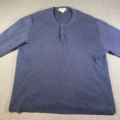 J Crew Waffle Knit Henley Sweatshirt Mens Size 2XL Blue Heavyweight Knit - Image 1 of 4