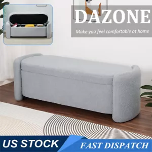51" Storage Bench Bedroom End of Bed Ottoman Footrest Upholstered Entryway Bench - Picture 1 of 11