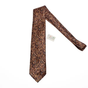 Italo Ferretti NWT Neck Tie in Browns / Blue Whimsical Pattern 100% Silk - Picture 1 of 9